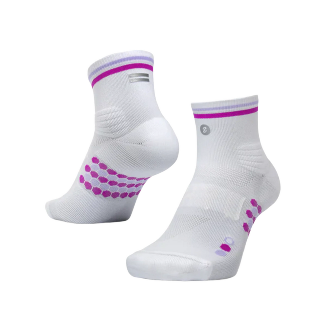 SHYU Racing Quarter Crew Socks - White/Grape/Lilac