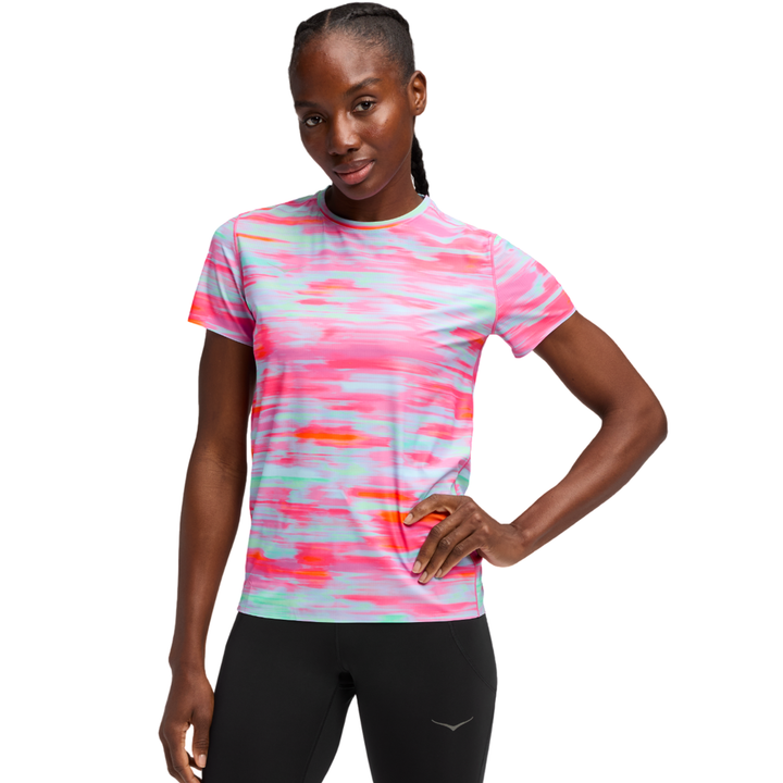 Hoka Womens Airolite Run Short Sleeve 2.0 - Pink Blurr