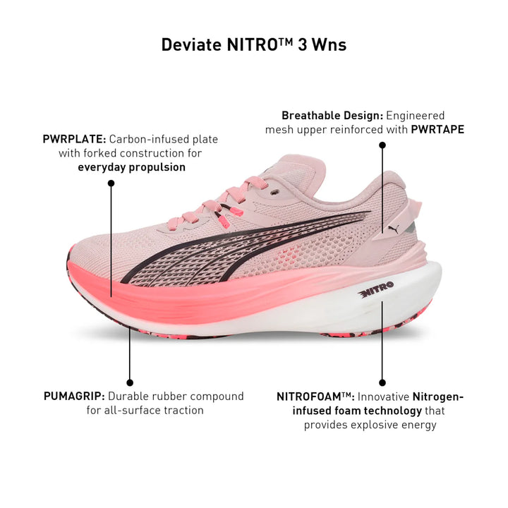 Puma Womens Deviate NITRO 3 - Mauve Mist/Sunset Glow - Neutral