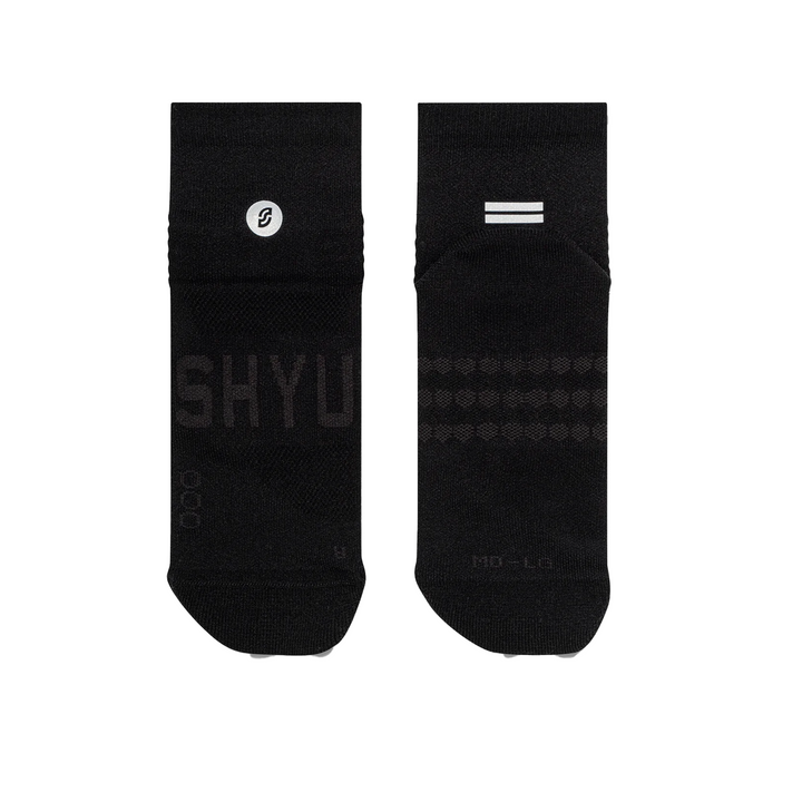 SHYU Racing Quarter Crew Socks - Black/Black/Black