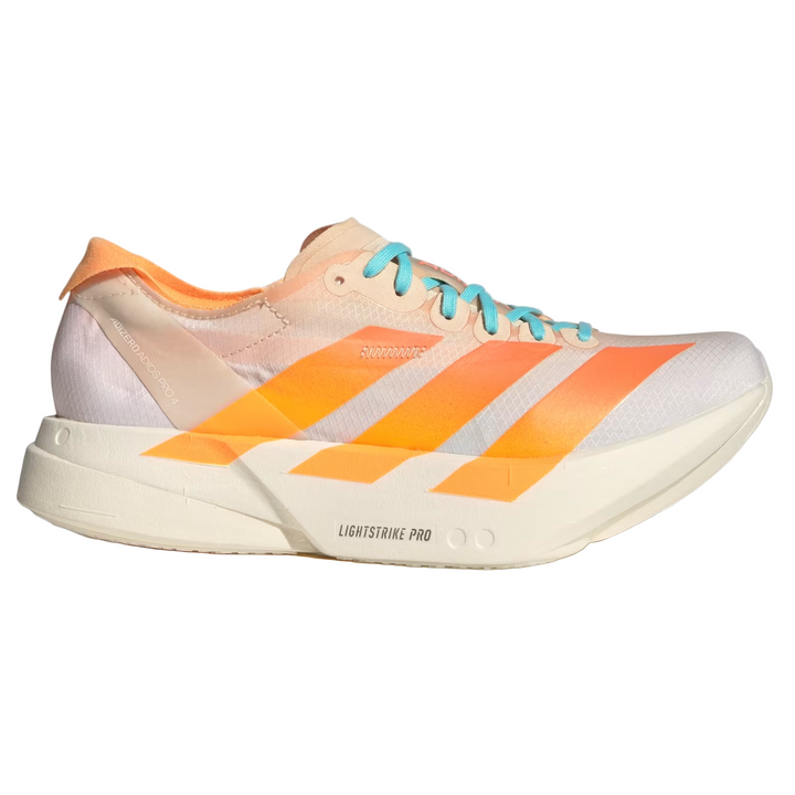 Adidas Womens Adizero Adios Pro 4 - Crystal Sand/Flash Orange/Flash Aqua - Neutral - AW25