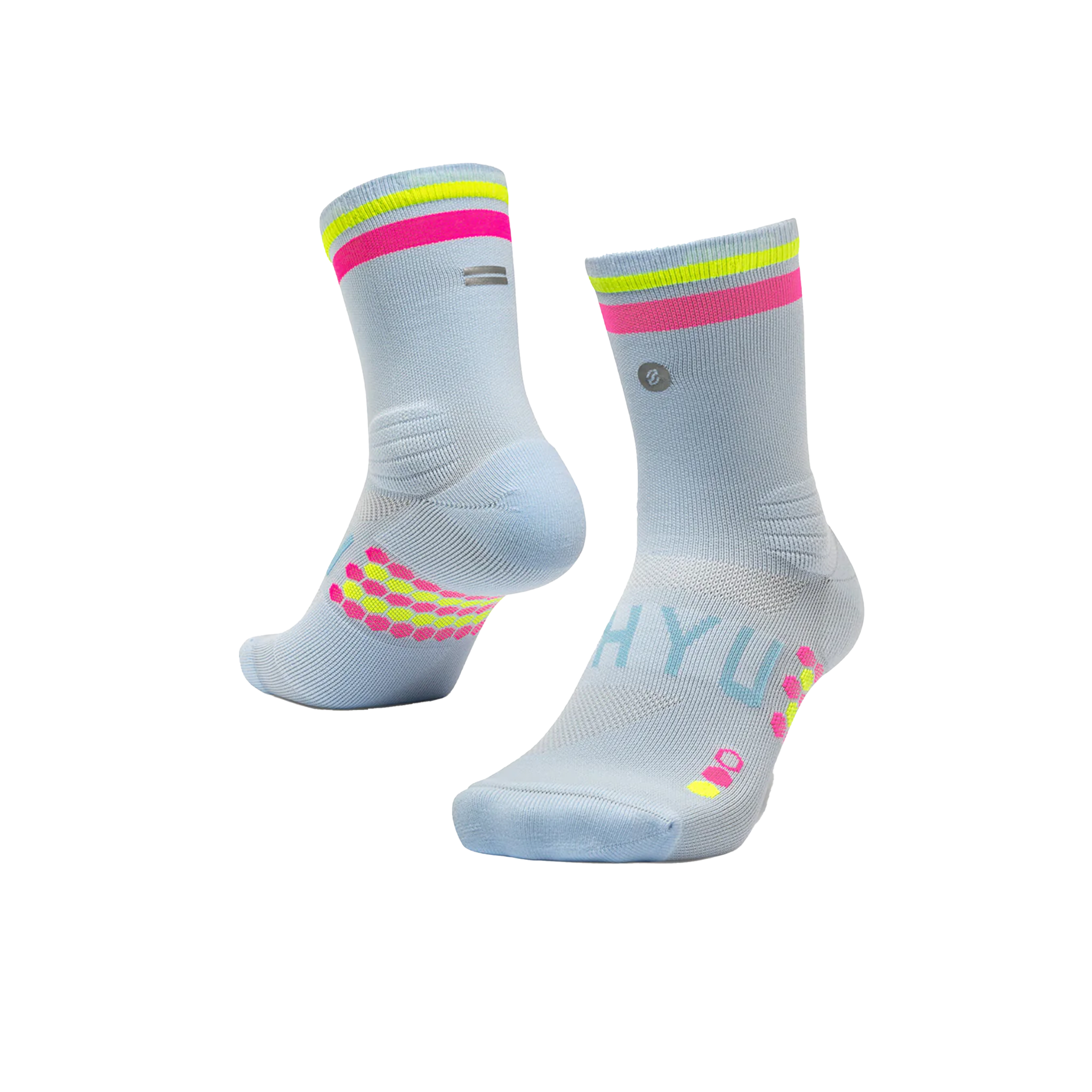 SHYU Racing Half Crew Socks - Sky/Pink/Neon