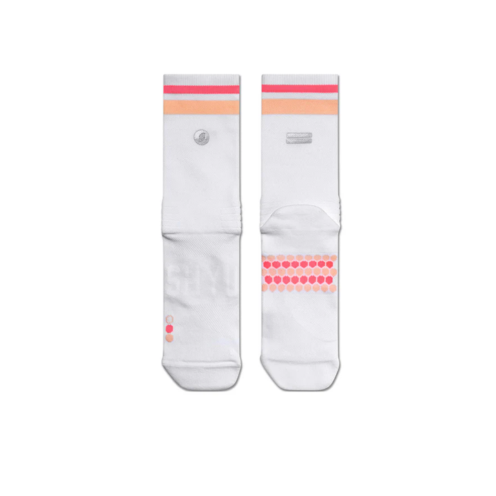 SHYU Racing Half Crew Socken – Weiß/Pfirsich/Melone