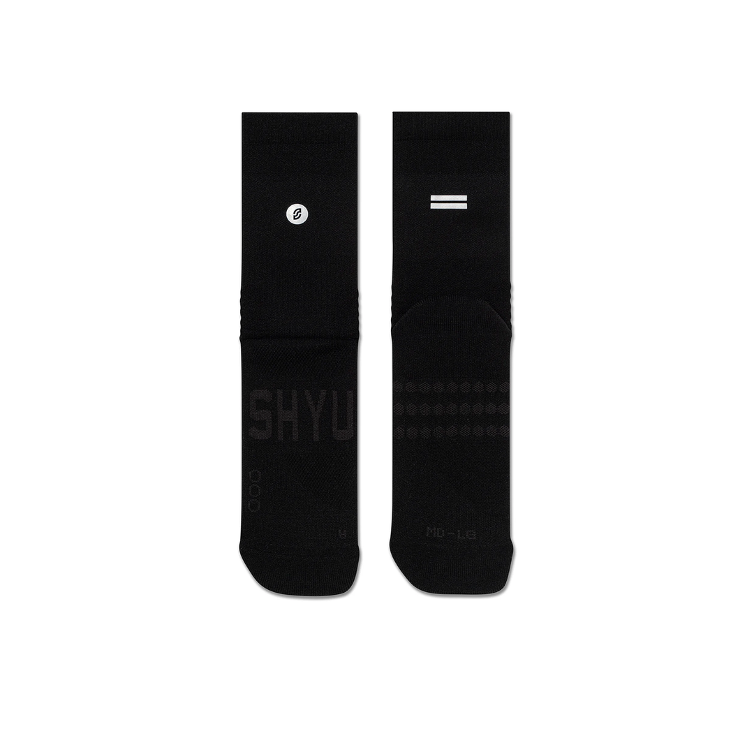 SHYU Racing Half Crew Socks - Black/Black/Black