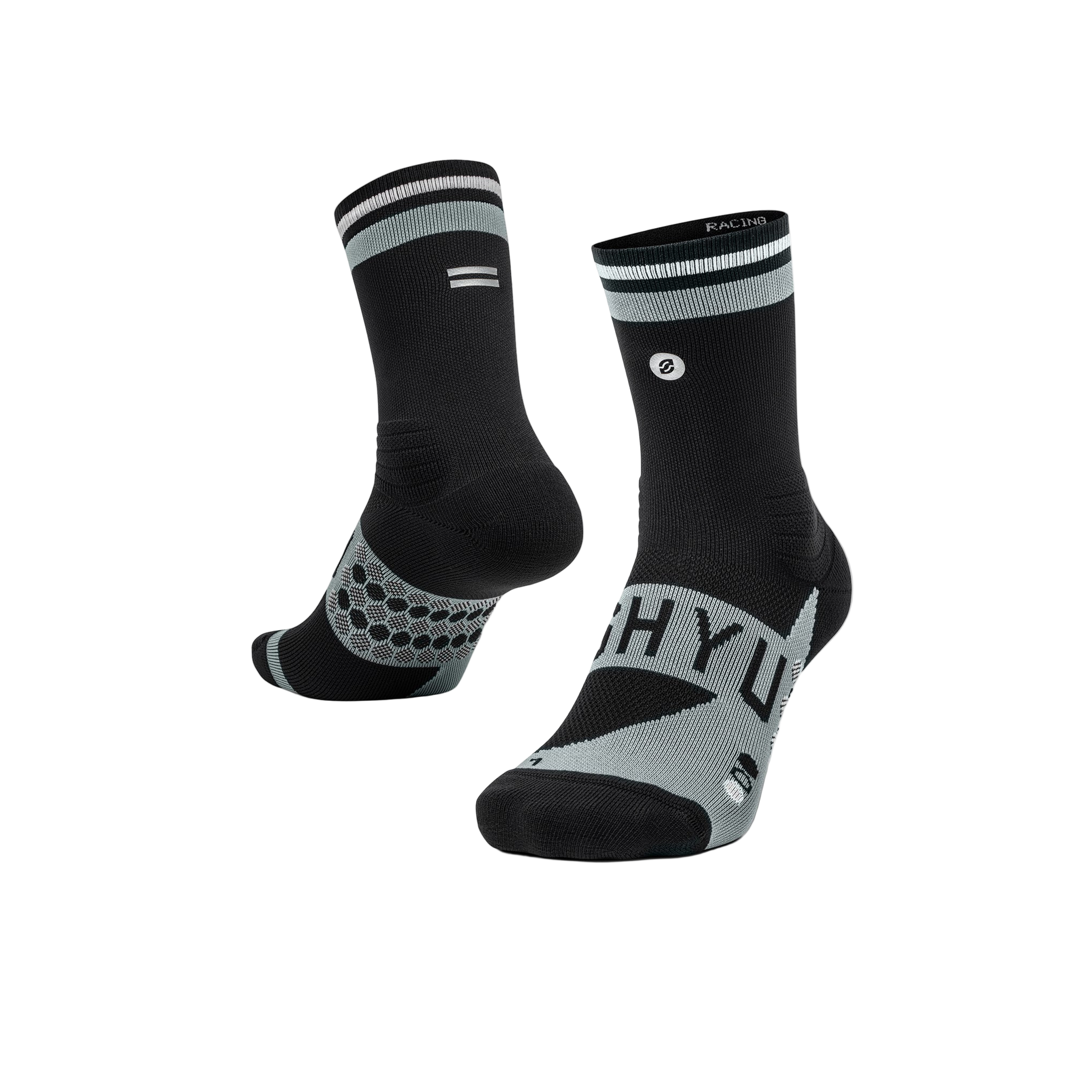 SHYU Racing Half Crew Socks - Black/Grey/White