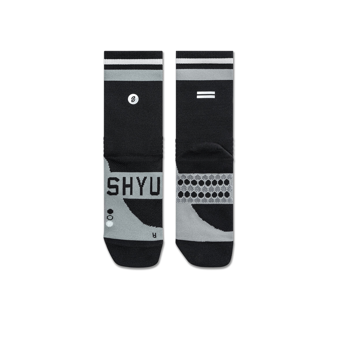 SHYU Racing Half Crew Socken – Schwarz/Grau/Weiß