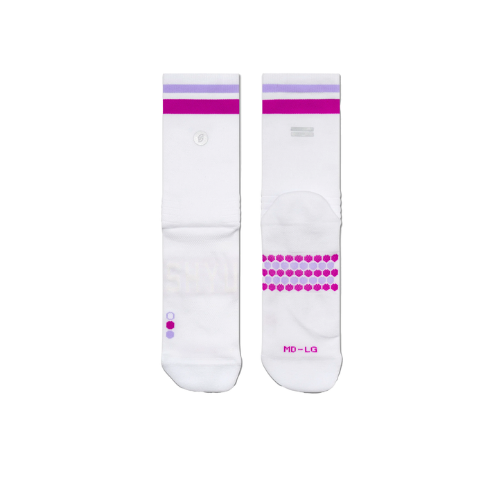 SHYU Racing Half Crew Socks - White/Grape/Lilac