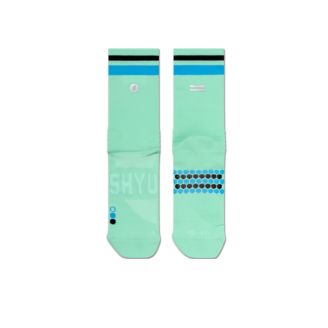 SHYU Racing Half Crew Socks - Aqua/Blue/Black