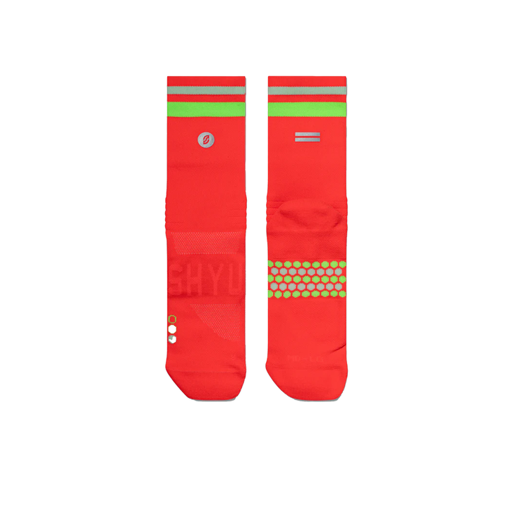 SHYU Racing Half Crew Socks - Crimson/Lime/Powder