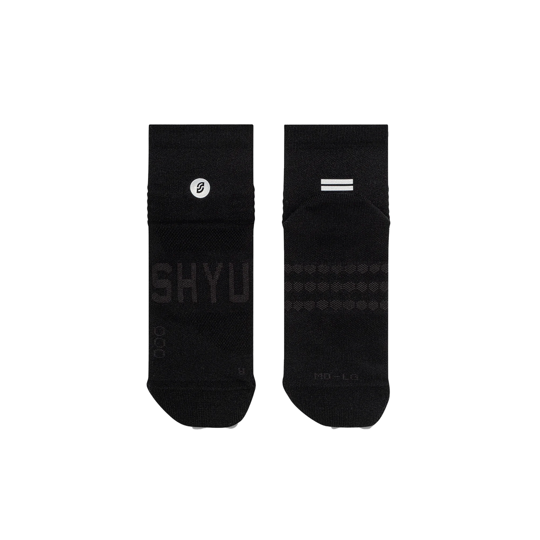 SHYU Racing Quarter Crew Socken – Schwarz/Schwarz/Schwarz
