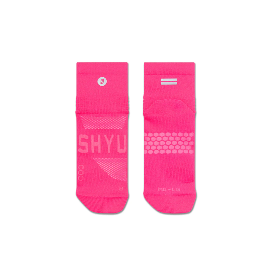 SHYU Racing Quarter Crew Socks - Pink/Pink/Pink