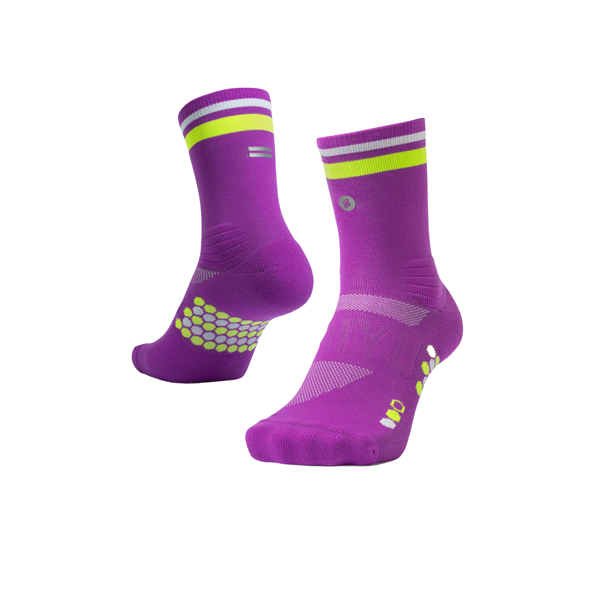 SHYU Racing Half Crew Socks - Purple/Neon/White