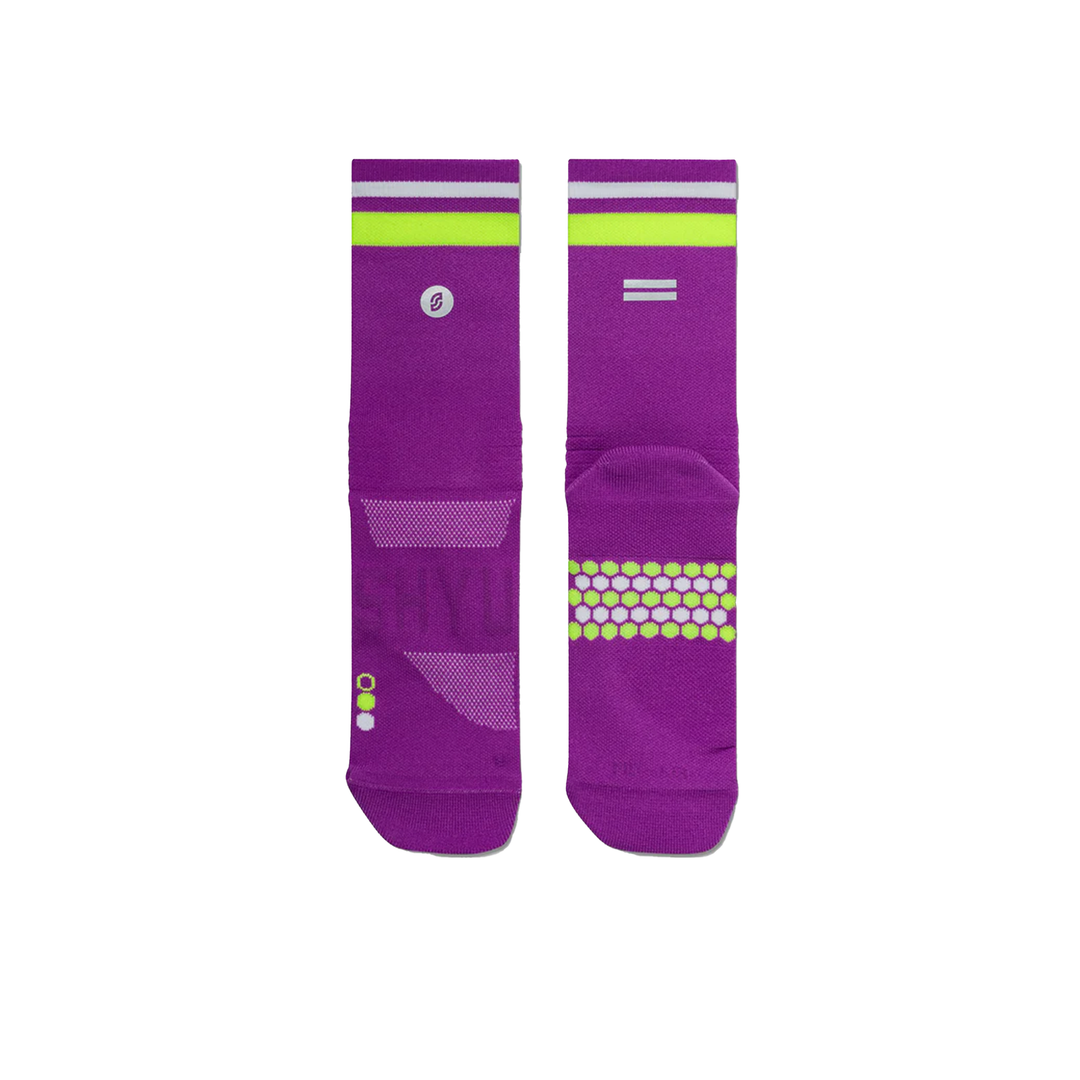 SHYU Racing Half Crew Socks - Purple/Neon/White