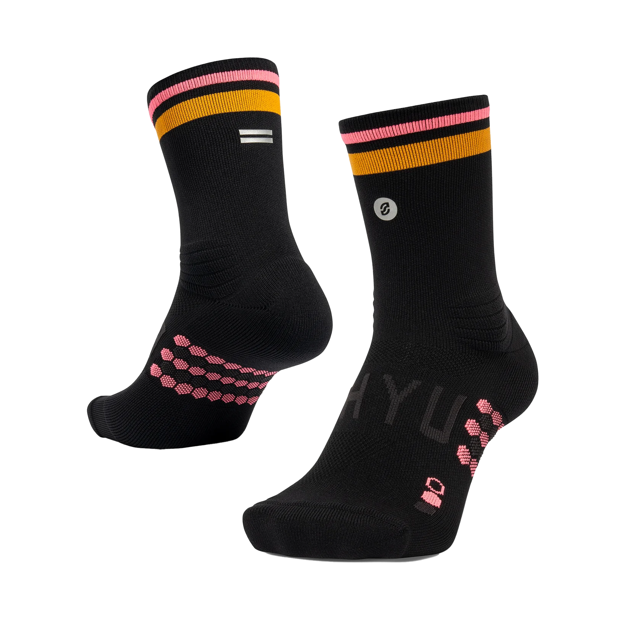SHYU Racing Half Crew Socks - Black/Orange/Salmon