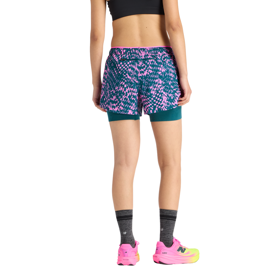 New Balance Damen London Edition RC bedruckte 2-in-1 3" Shorts – Pink Heat – SS26
