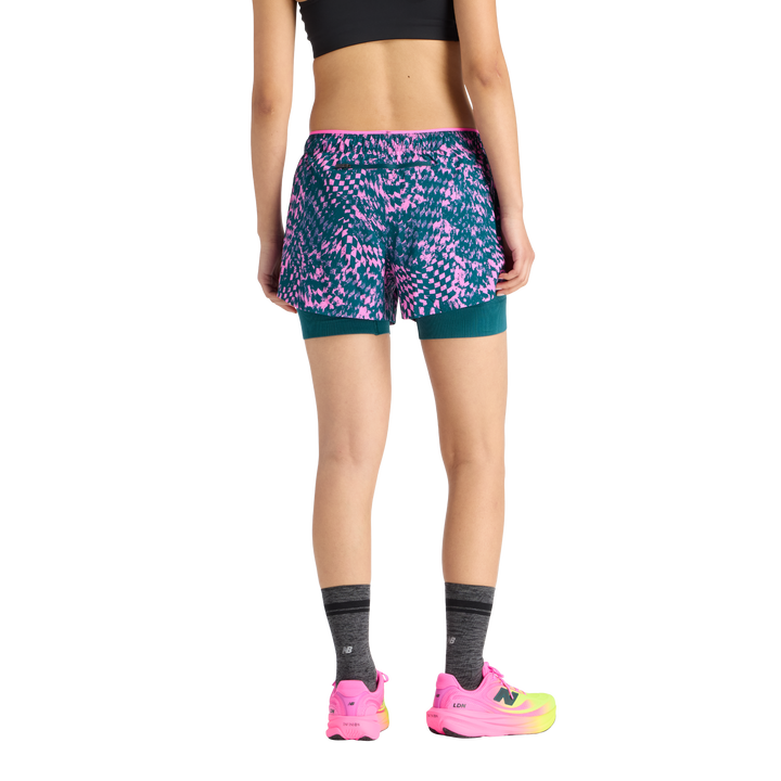 New Balance Damen London Edition RC bedruckte 2-in-1 3" Shorts – Pink Heat – SS26