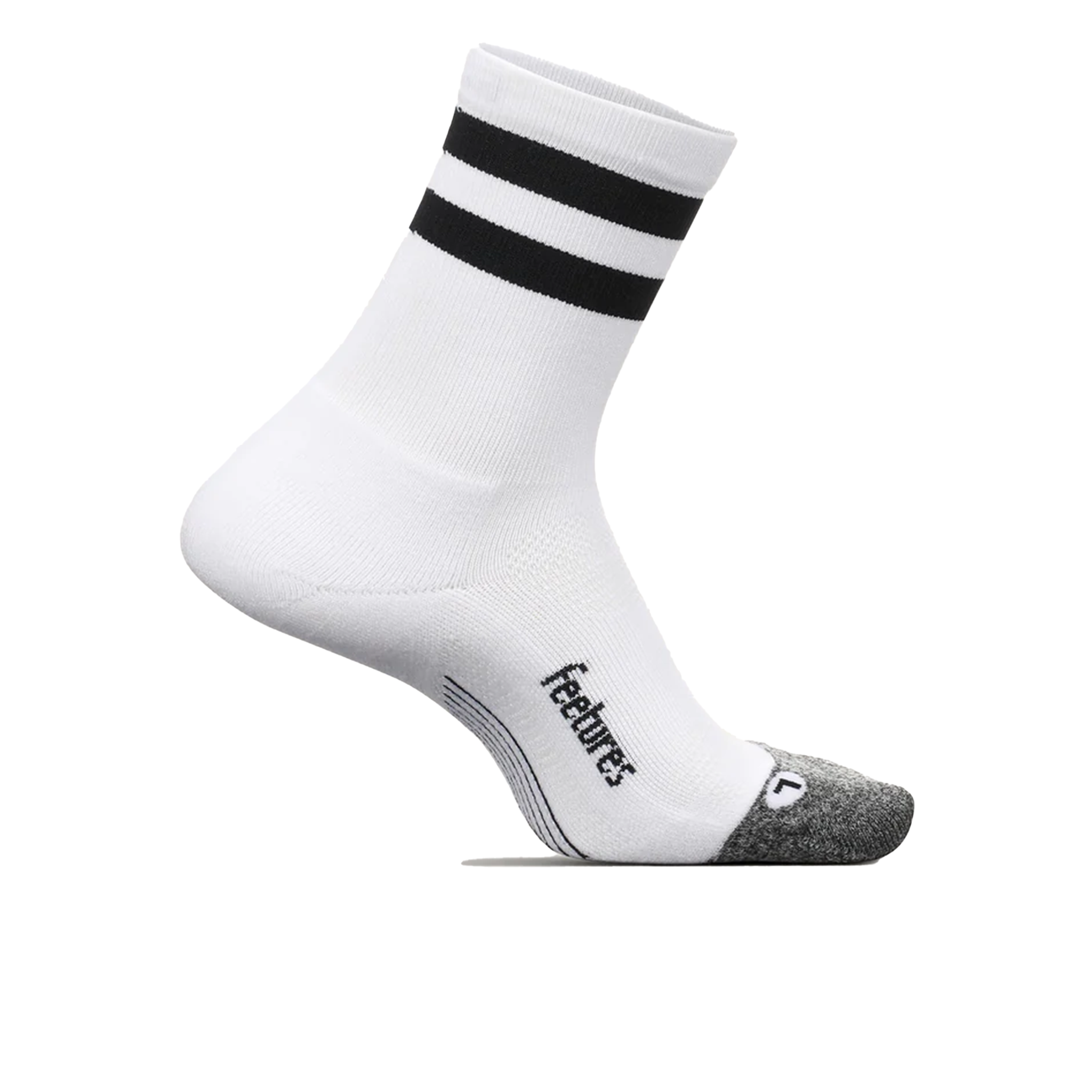 Feetures Elite Light Cushion Mini Crew - White High Top Stripe