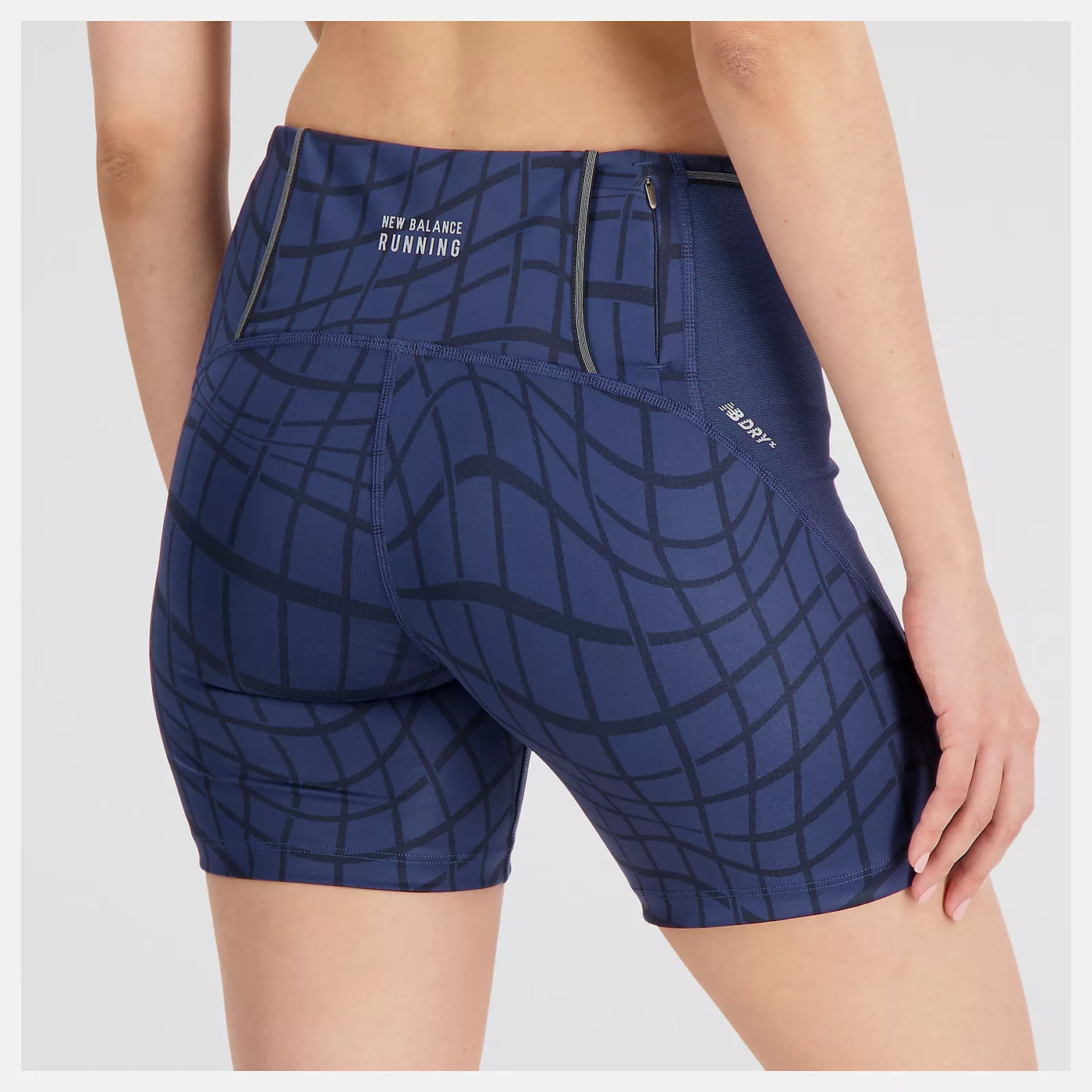 New Balance Womens Printed Impact Run Fitted Short - Navy