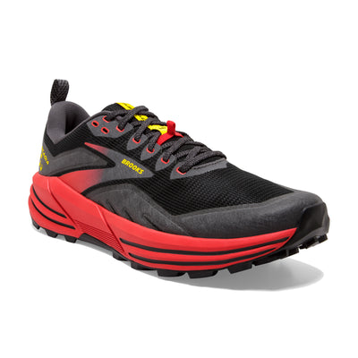 Brooks Mens Cascadia 16 - Black/Fiery Red/Blazing Yellow - Trail