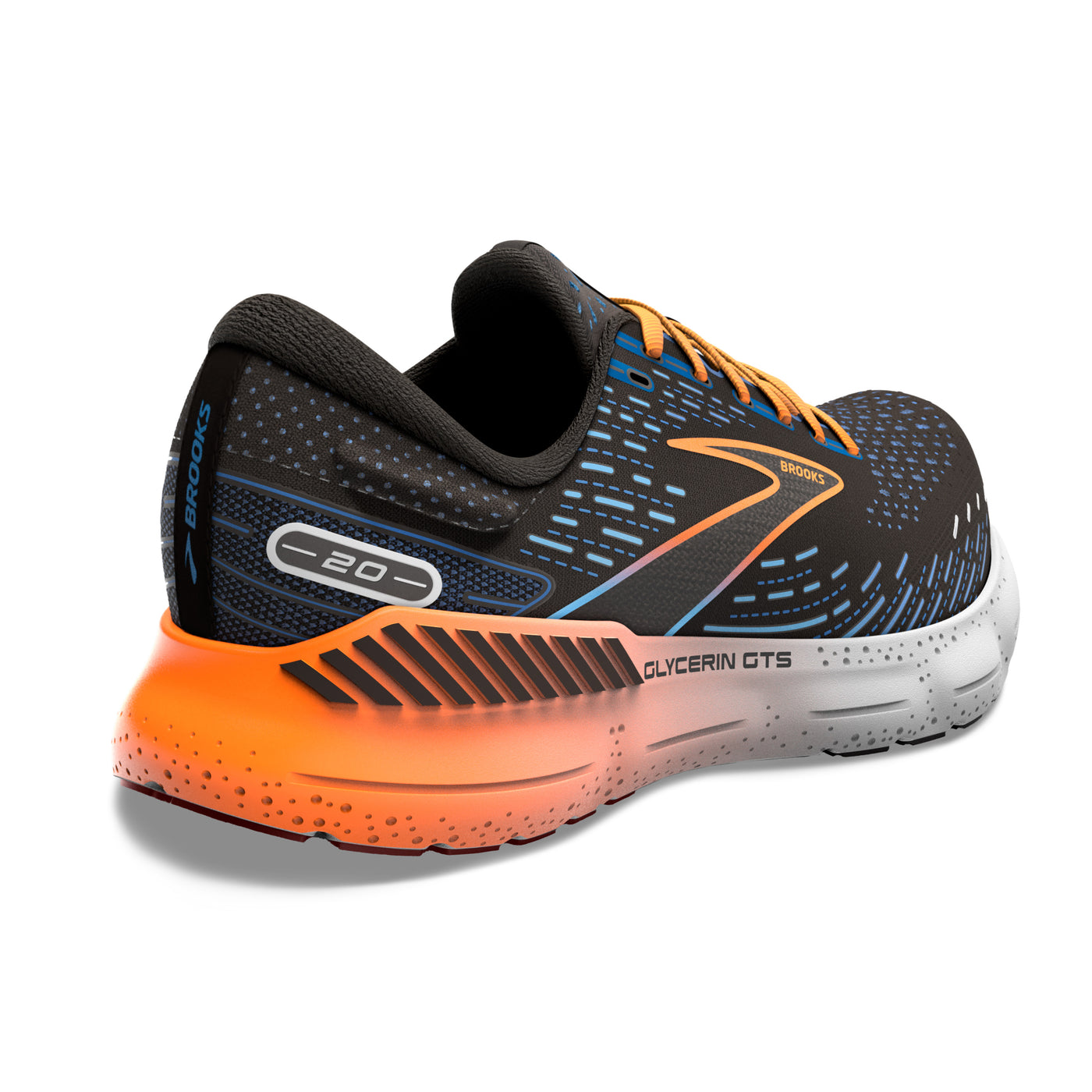 Brooks Mens Glycerin GTS 20 - Black/Classic Blue/Orange - Stability