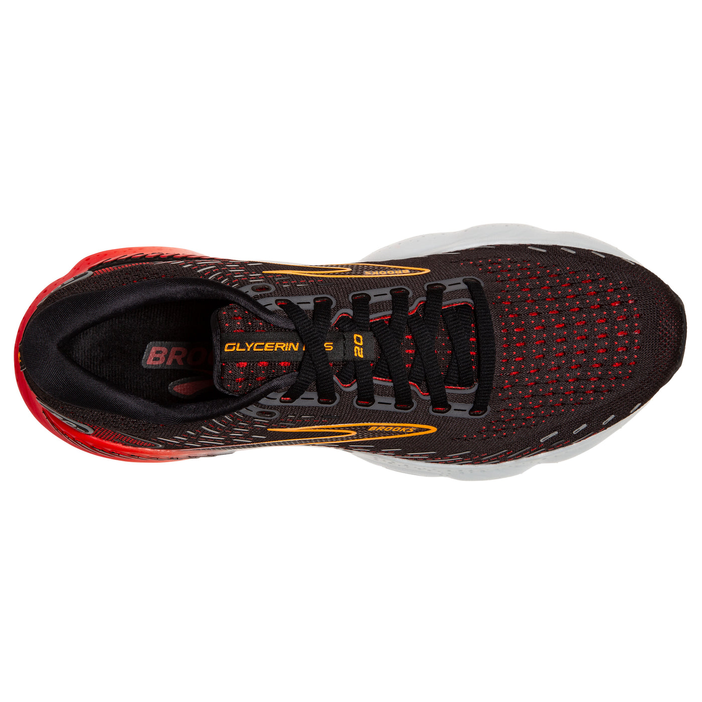 Brooks Mens Glycerin GTS 20 - Black/Blackened Pearl/Fiery Red - Stability