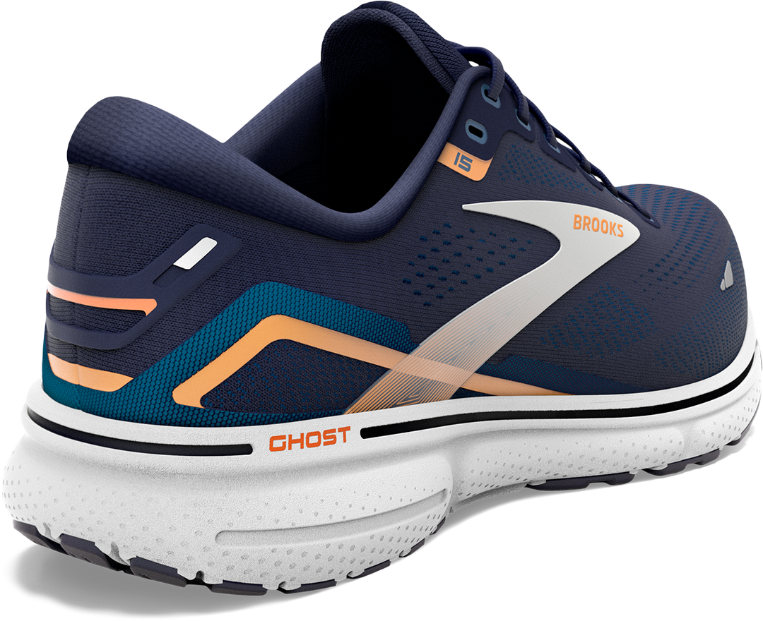 Brooks Mens Ghost 15 - Peacoat/Blue/Orange Pop - Neutral