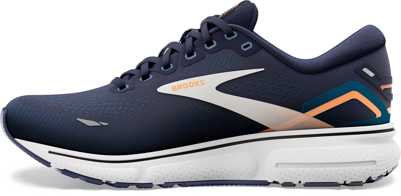 Brooks Mens Ghost 15 - Peacoat/Blue/Orange Pop - Neutral