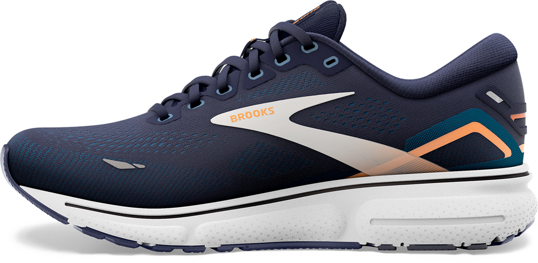 Brooks Mens Ghost 15 Wide - 2E Width - Peacoat/Blue/Orange Pop - Neutral