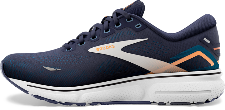 Brooks Mens Ghost 15 Wide - 2E Width - Peacoat/Blue/Orange Pop - Neutral