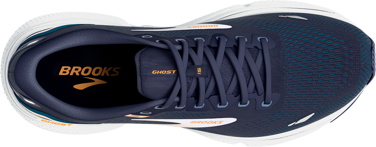 Brooks Mens Ghost 15 - Peacoat/Blue/Orange Pop - Neutral