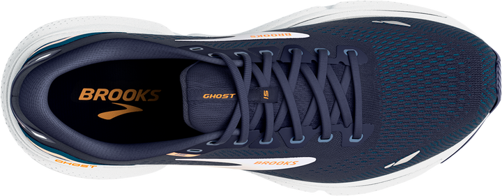 Brooks Mens Ghost 15 Wide - 2E Width - Peacoat/Blue/Orange Pop - Neutral