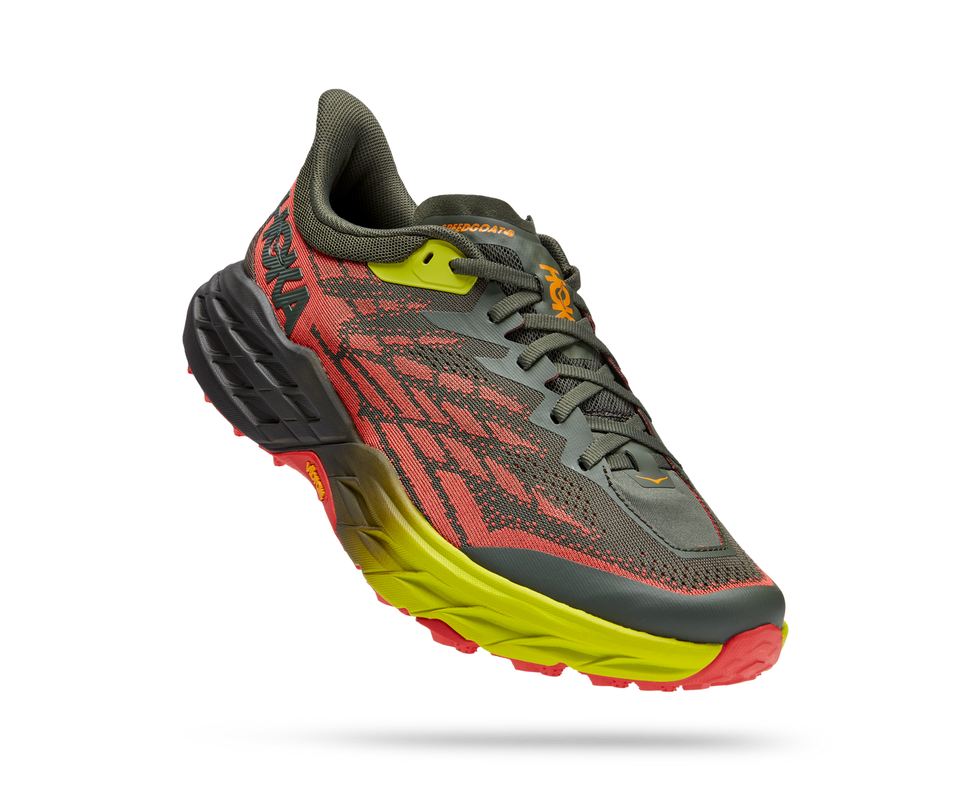 Hoka Mens Speedgoat 5 - Thyme/Fiesta - Trail