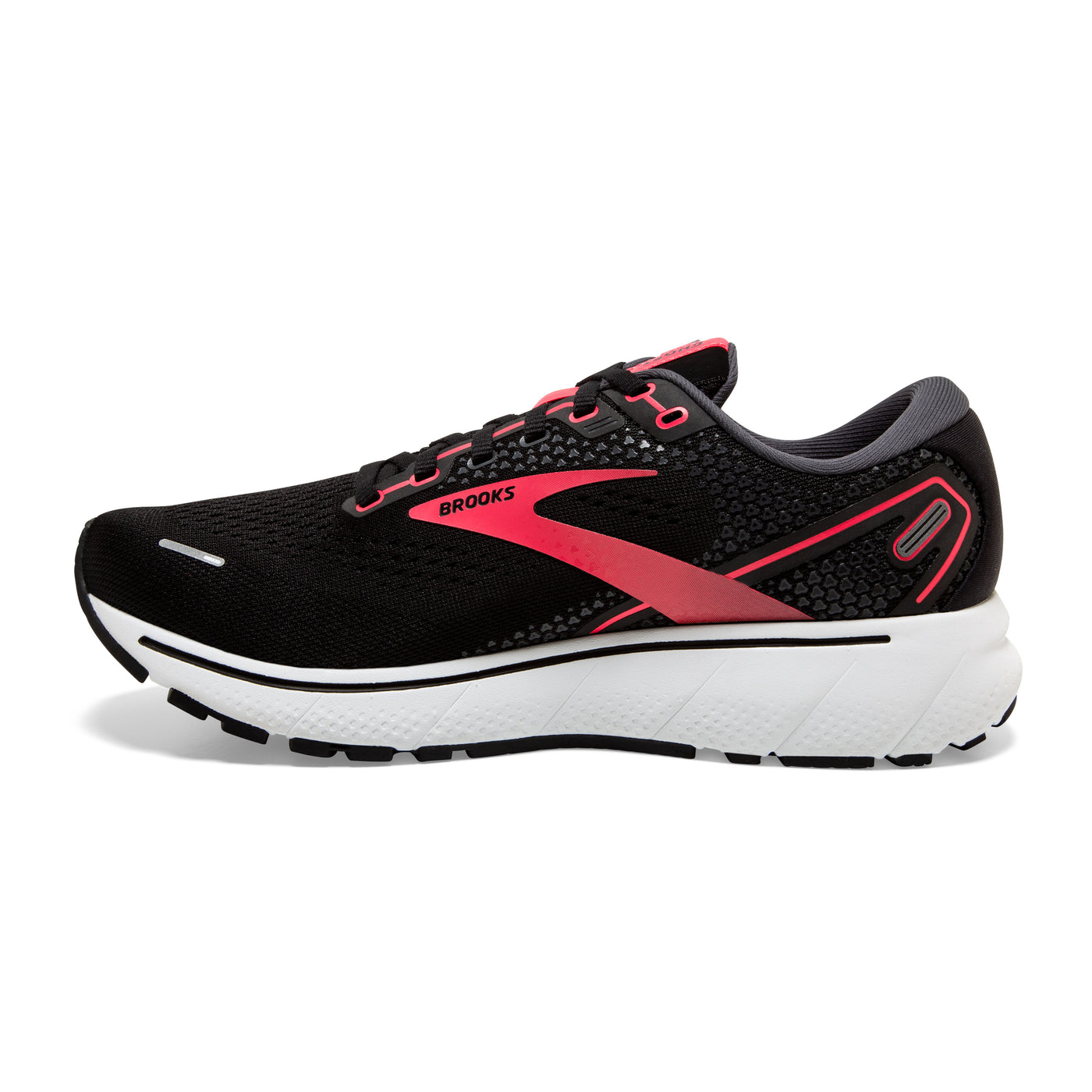 Brooks Womens Ghost 14 Wide - D Width - Black/Coral/White - Neutral