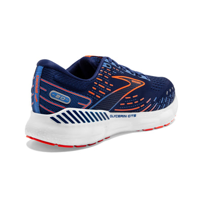 Brooks Mens Glycerin GTS 20 Wide - 2E Width - Blue Depths/Palace Blue/Orange - Stability
