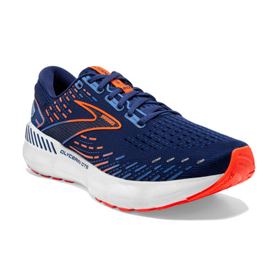 Brooks Mens Glycerin GTS 20 Wide - 2E Width - Blue Depths/Palace Blue/Orange - Stability