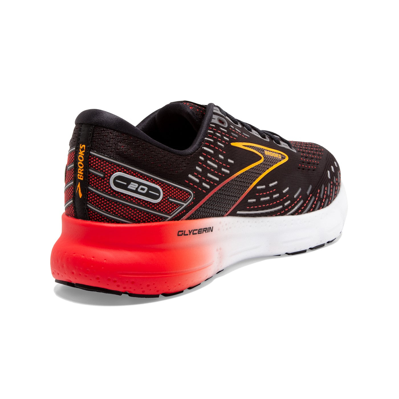 Brooks Mens Glycerin 20 - Black/Blackened Pearl/Fiery Red - Neutral