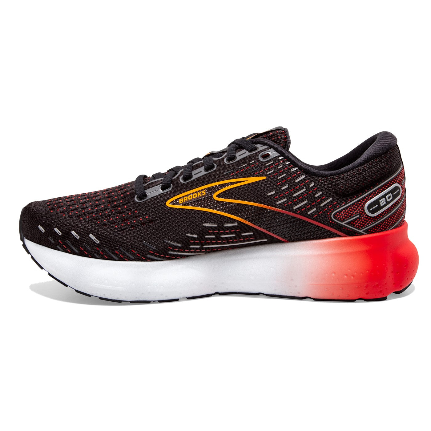 Brooks Mens Glycerin 20 - Black/Blackened Pearl/Fiery Red - Neutral