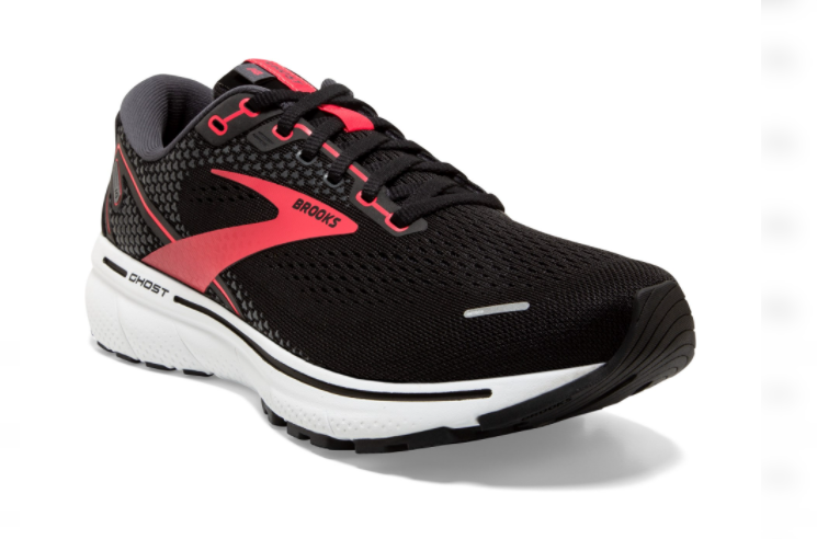 Brooks Womens Ghost 14 Wide - D Width - Black/Coral/White - Neutral